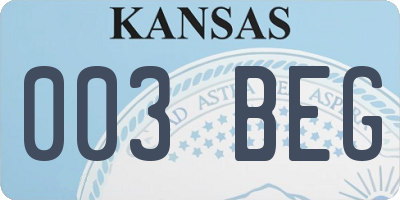 KS license plate 003BEG
