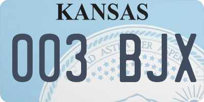 KS license plate 003BJX