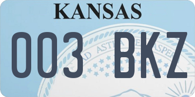 KS license plate 003BKZ