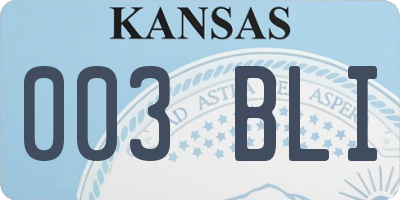 KS license plate 003BLI