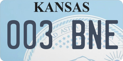 KS license plate 003BNE