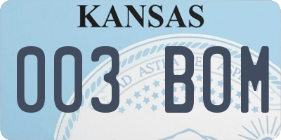 KS license plate 003BOM