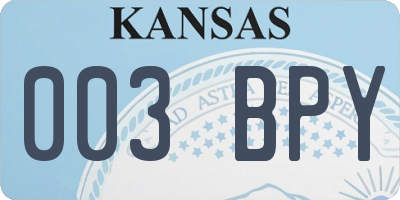 KS license plate 003BPY