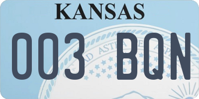 KS license plate 003BQN