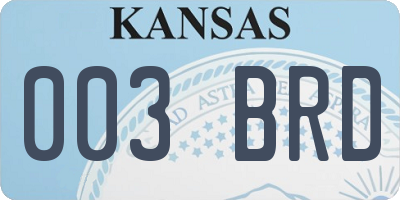 KS license plate 003BRD