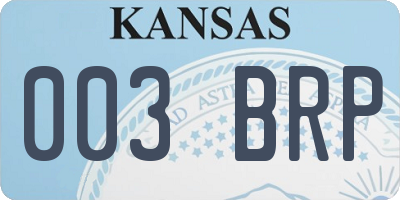KS license plate 003BRP