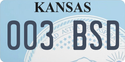 KS license plate 003BSD
