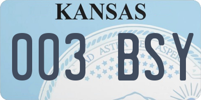 KS license plate 003BSY