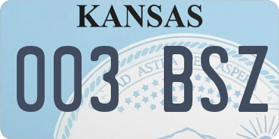 KS license plate 003BSZ