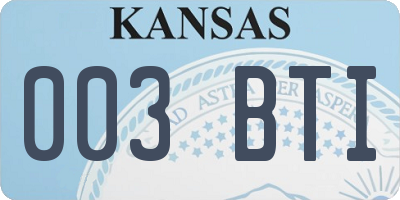 KS license plate 003BTI