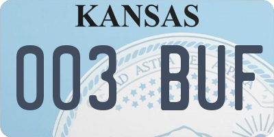 KS license plate 003BUF