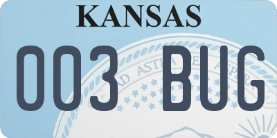 KS license plate 003BUG