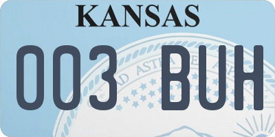 KS license plate 003BUH