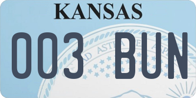 KS license plate 003BUN