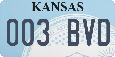 KS license plate 003BVD
