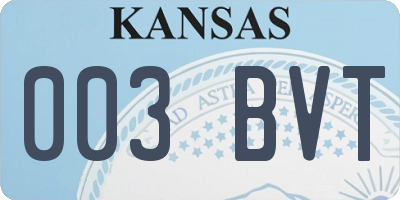KS license plate 003BVT