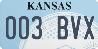 KS license plate 003BVX