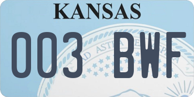 KS license plate 003BWF