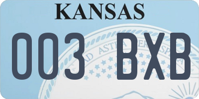 KS license plate 003BXB