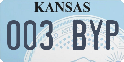 KS license plate 003BYP