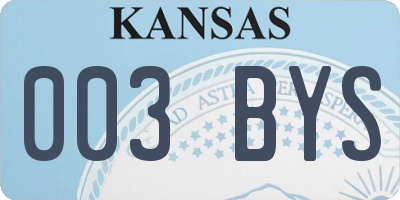 KS license plate 003BYS