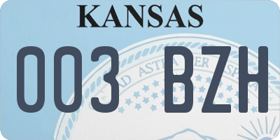 KS license plate 003BZH