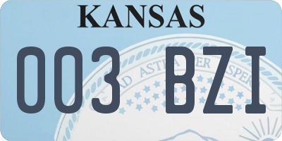 KS license plate 003BZI