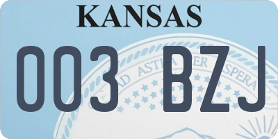 KS license plate 003BZJ