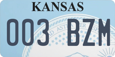 KS license plate 003BZM