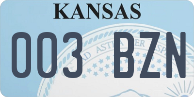 KS license plate 003BZN