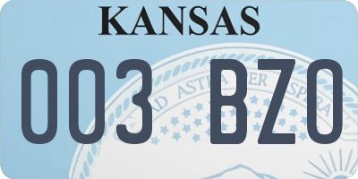 KS license plate 003BZO