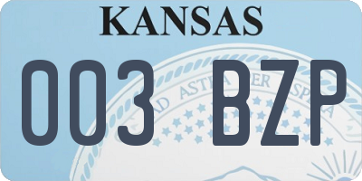 KS license plate 003BZP