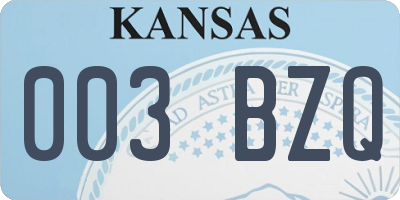 KS license plate 003BZQ