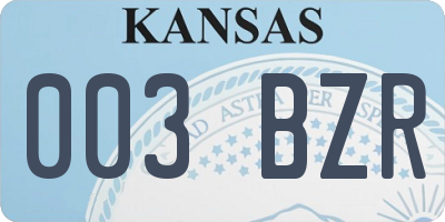 KS license plate 003BZR