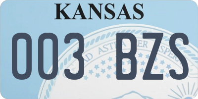 KS license plate 003BZS