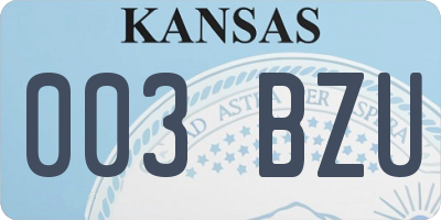 KS license plate 003BZU
