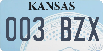 KS license plate 003BZX
