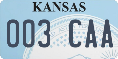 KS license plate 003CAA