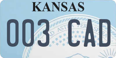 KS license plate 003CAD