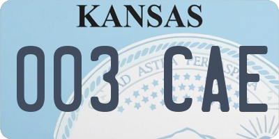 KS license plate 003CAE