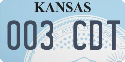 KS license plate 003CDT