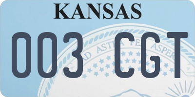 KS license plate 003CGT