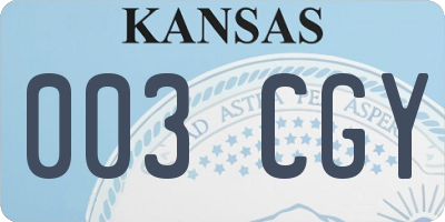 KS license plate 003CGY