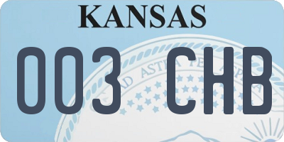 KS license plate 003CHB