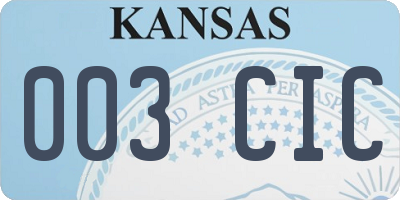 KS license plate 003CIC