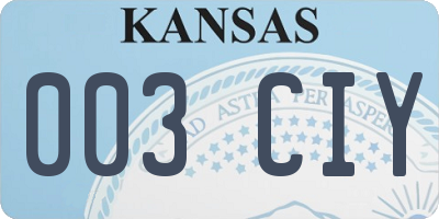 KS license plate 003CIY