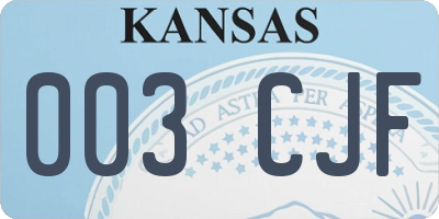 KS license plate 003CJF