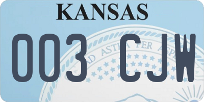 KS license plate 003CJW