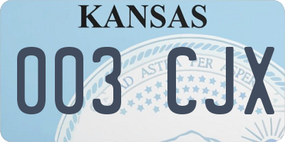 KS license plate 003CJX