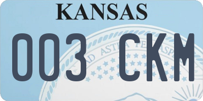 KS license plate 003CKM